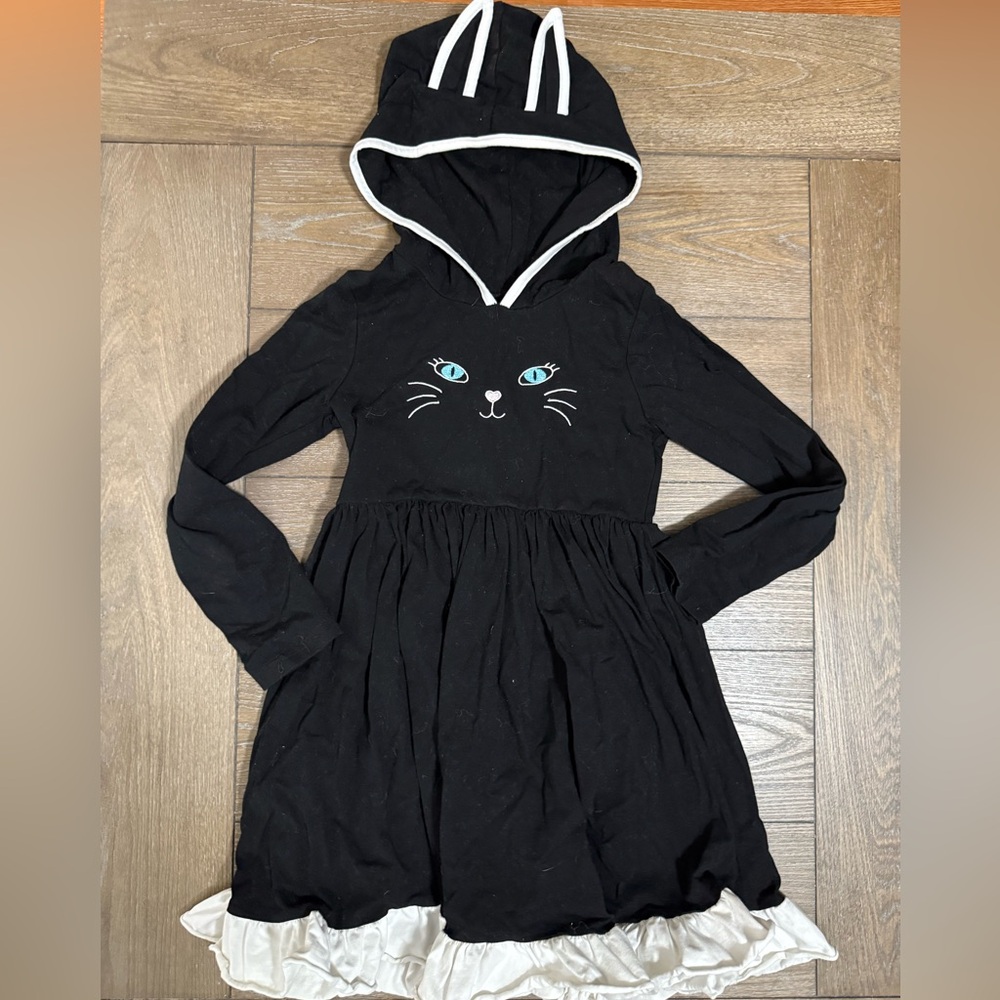 Black Ruffled Buttoned Long Sleeve Sundress